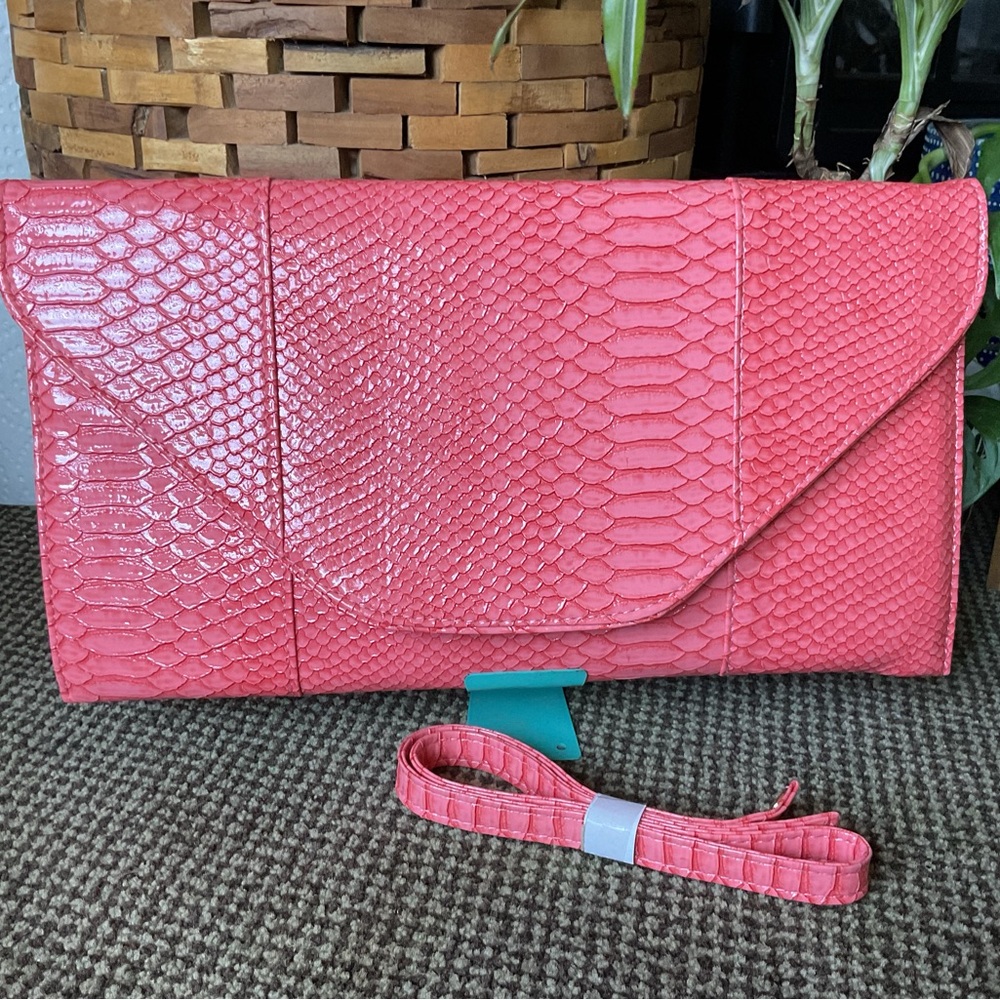 Fuax snake skin large envelope clutch bag (NEW)
